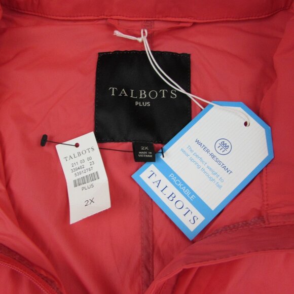 NEW NWT Talbots water resistant packable rain coat plus coral gift size 2X - Picture 6 of 10